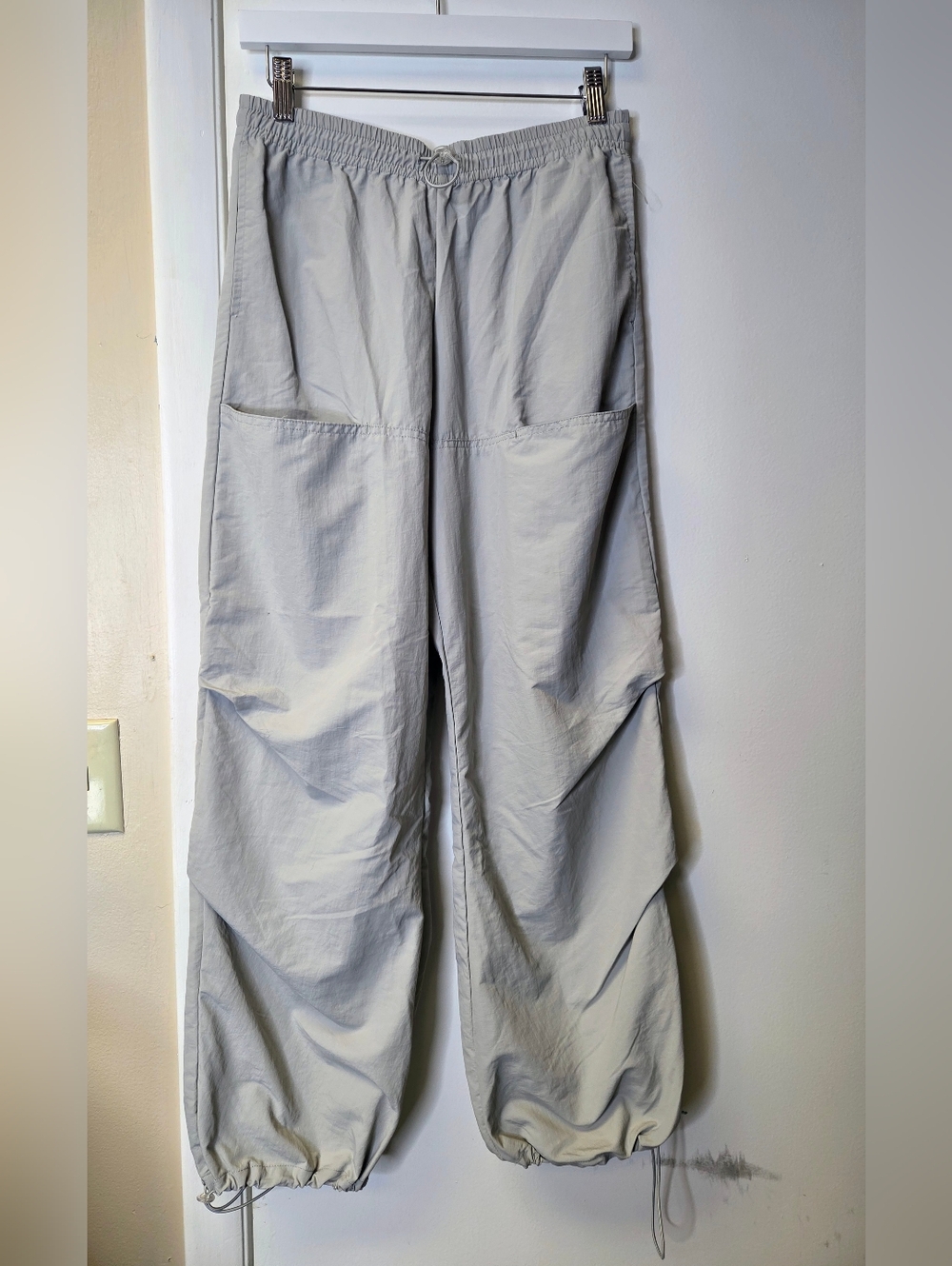 Zara Light Gray Parachute Cargo Pants Size S - Picture 2 of 13